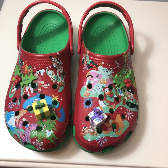 Disney Parks 2023 Christmas Holiday Gifts Presents Mickey Clogs Crocs M9/W11 - Picture 2 of 6